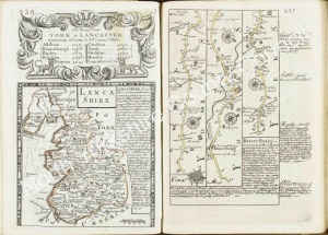 Historic Road Map from York to Lancaster 1731